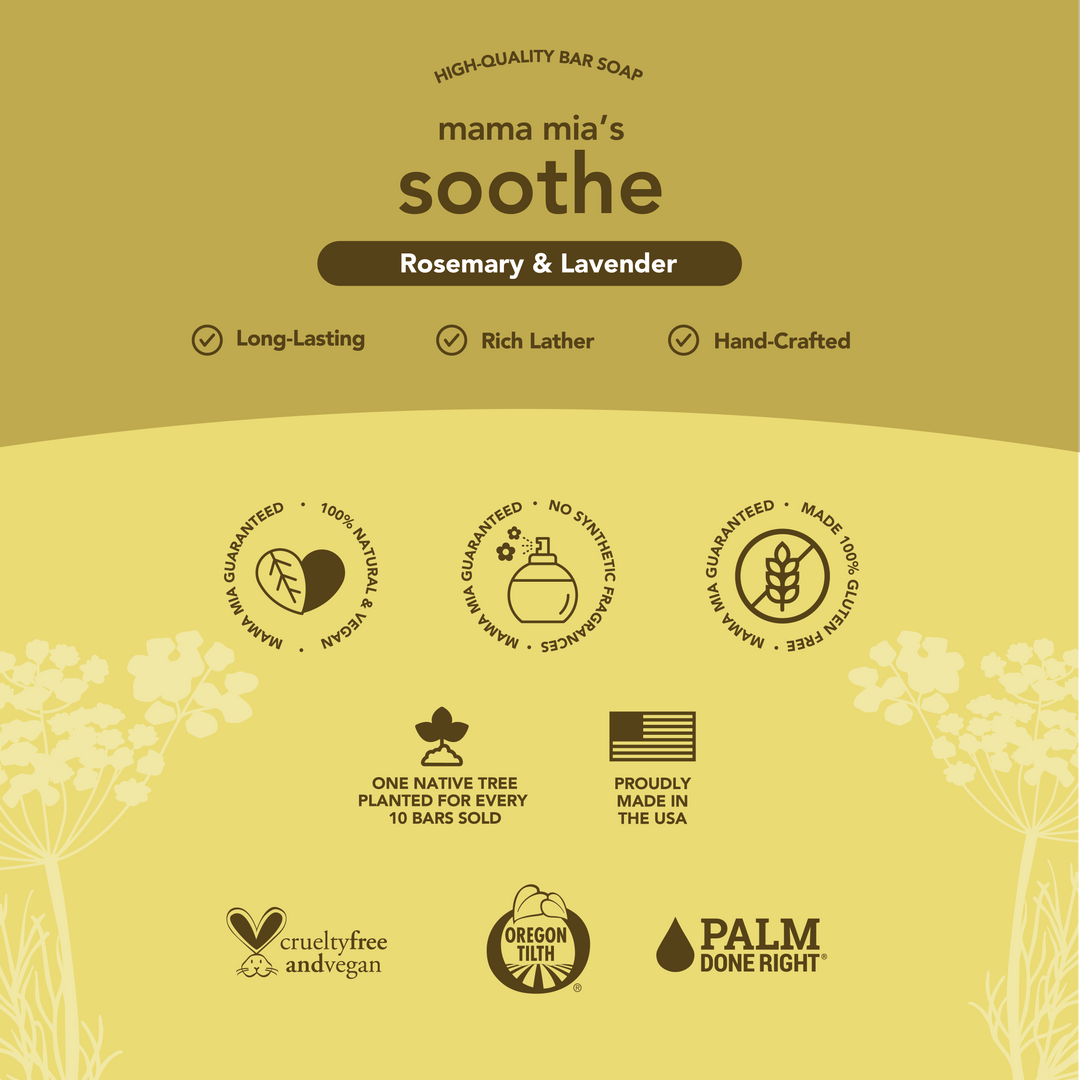 Mama Mia's Soothe Organic Bar Soap, 4-pack